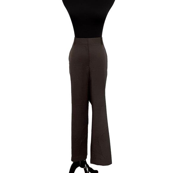 Brooks Brothers Wool Stretch Lucia Straight Leg Trousers Brown Mid Rise Pant 12 - Picture 4 of 14